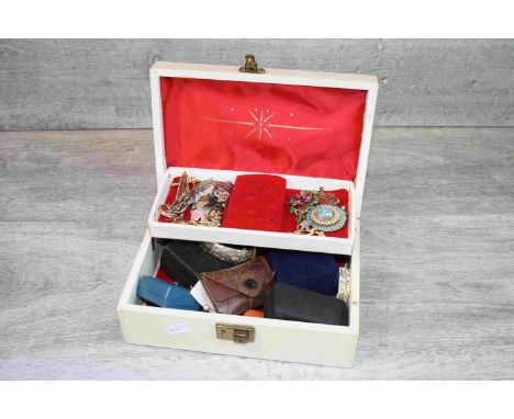 Vintage costume jewellery to include marcasite brooches, cufflinks, rolled gold hinged bangle and another similar, hat pins, 