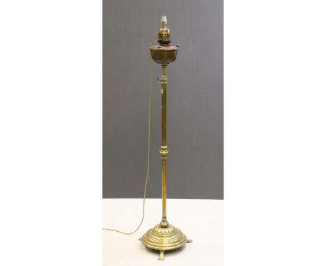 Victorian Copper and Brass Telescopic Standard Oil Lamp, later converted to electric