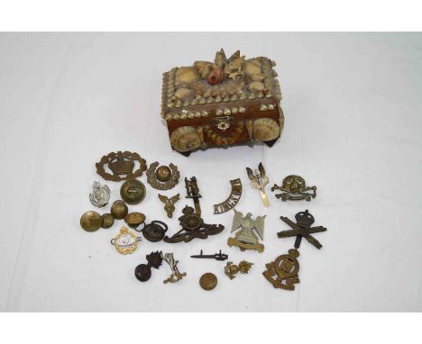 A Collection Of British Military Regimental Badges And Buttons To Include : Royal Scots Dragoon Guards, Machine Gun Corps, La
