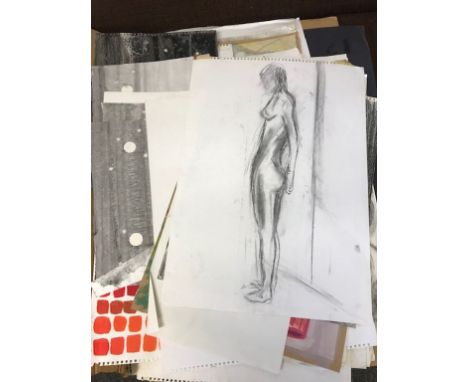 A folder containing a large amount of academic drawing, nude still life and portrait studies&nbsp;