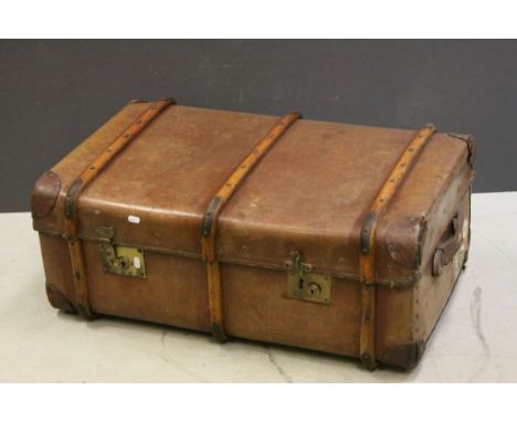 Vintage Wooden Bound Travelling Trunk with GWR and LNER Labels
