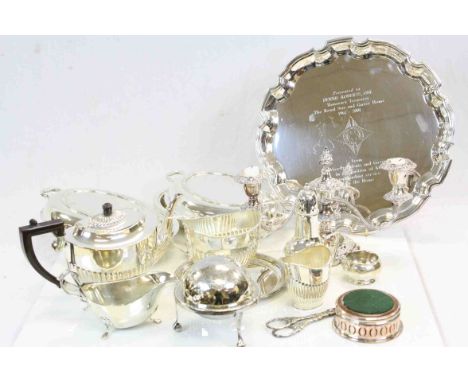 Collection of Silver plate to include Tea service, salvers, covered dishes etc