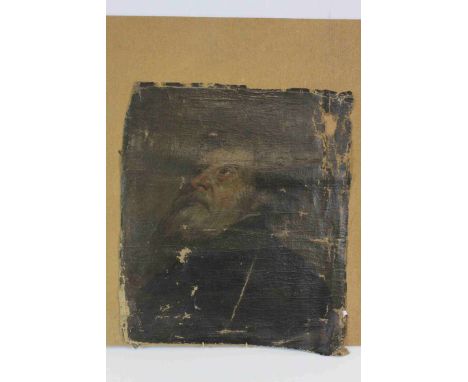 Antique unframed Oil on canvas Portrait of an Elderly Gentleman for restoration, measures approximately 19 x 16.5 inches