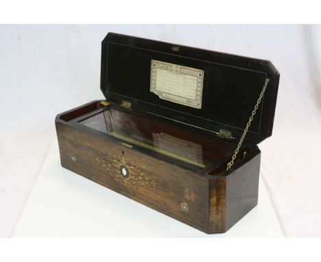 A 6 air Swiss musical box by makers Bremond &amp; Greiner C1863. Titled "Musique Expressive" on the tune sheet, it plays a wo