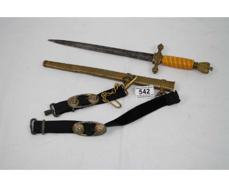 A World War Two / WW2 German Third Reich Kriegsmarine Officers Dress Dagger. (A/F).