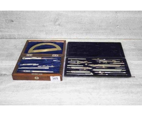 Cased stationary set Thornton Ltd of Manchester together with a 19th century geometry set (parts missing)
