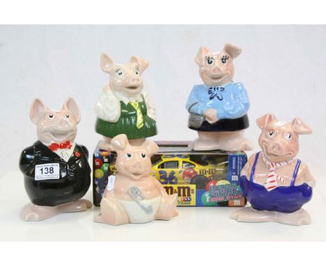 Five Wade ceramic Nat West Pig Money boxes, to include; mum, dad, son, daughter and baby plus a boxed Atlas Diecast 1:24 scal