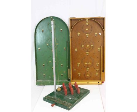 Vintage Chad Valley Bagatelle Board together with another Vintage Bagatelle Board and a Vintage Reno Series Table Skittles Ga