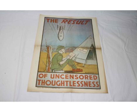 Vintage Propaganda Poster "The Result Of Uncensored Thoughtlessness Printed On Newspaper Paper.