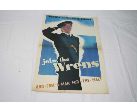 Vintage Propaganda Poster "Join The Wrens" Printed On Newspaper Paper.