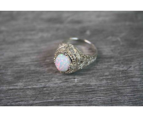 Silver and Opal Set Ring