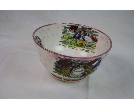 A Crimea War Hand Painted Transfer Print Sunderland Lustre Bowl Showing Images Of The Sailors Return.