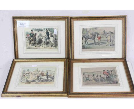 Set of Four 19th century John Leach Coloured Engraving being Illustrations for the Sporting Novels of Robert Smith Surtees ti