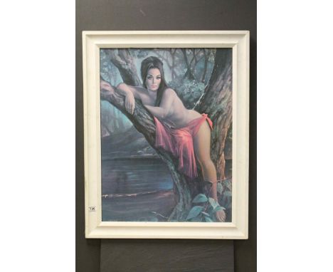 J H Lynch, Large Retro Print ' Woodland Goddess ' , 78cms x 59cms, framed