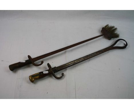 Two Fire Side Tools Made From Two French St Etienne Production Bayonets.
