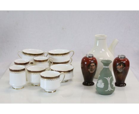 Small collection of ceramics to include Paragon teaware in "Holyrood" pattern, Moorcroft ceramic inhaler, Pair of Hallmarked 