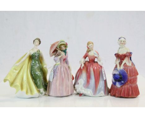 Four vintage Royal Doulton ceramic figurines to include; Miss Demure HN1402, Nicola HN2804, Alexandra HN2398 &amp; Veronica