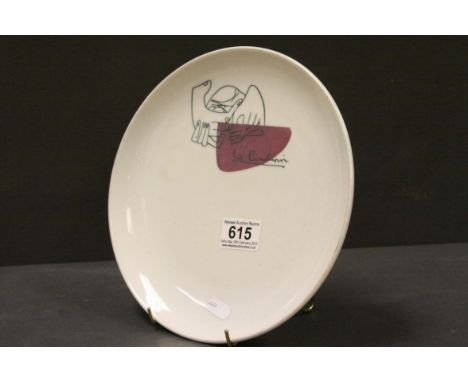 Bauscher Weiden 1950's "Le Corbusier" ceramic plate designed specially for Prunier, diameter approximately 9.5 inches