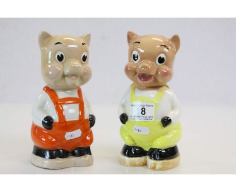 Pair of ceramic Pig Money boxes, Pinky &amp; Perky style