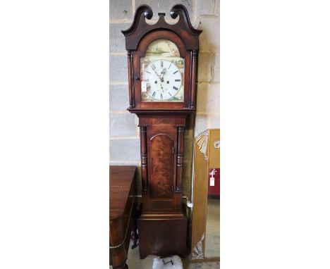 An early 19th century mahogany eight day longcase clock, height 208cm