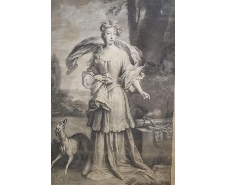 Smith after Kneller, mezzotint, Portrait of the Honourable Lady Elizabeth Cromwell, 42 x 26cm