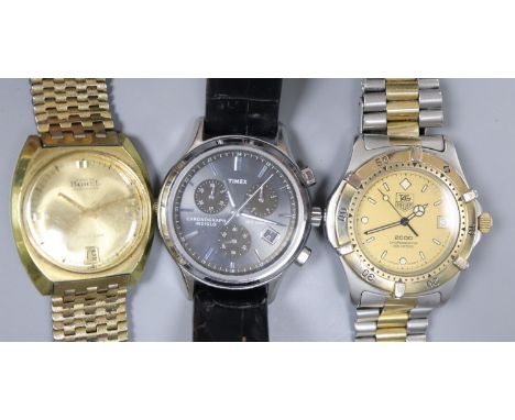 Three assorted gentleman's wrist watches including Timex and Borel.