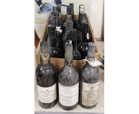 Ten bottles of 1983 / 1985 vintage Port to include Warres and Dow's and nine others (majority unlabelled)