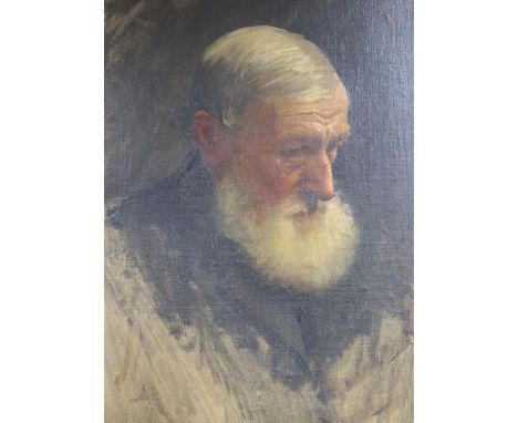 Circle of Sir Hubert von Herkomer, oil on canvas laid on board, Portrait of a bearded man, 48 x 35cm