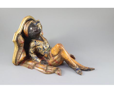A late 19th century Venetian Blackamoor wall bracket, height 13.5in.CONDITION: Some light rubbing to the original paint work 