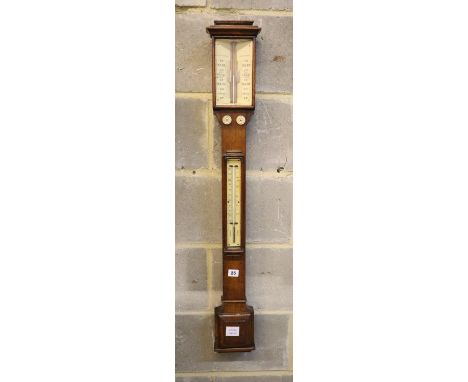 A Victorian oak stick barometer, height 98cm