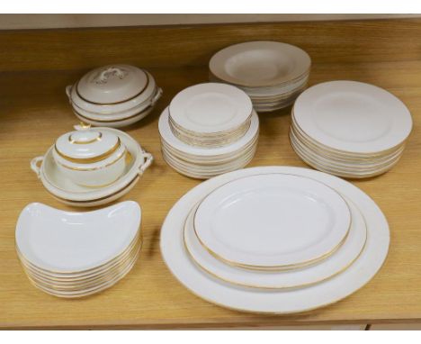 A Spode white and gilt dinner service and associated dinner waresCONDITION: eight dinner plates - all have wear to the gilt e