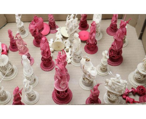 A Cantonese ivory chess set, Napoleon and Josephine