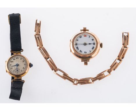 A vintage 9ct lady's Rolex watch and one other, a 9ct yellow gold cased, manual wind, lady's Rolex watch with white ceramic d