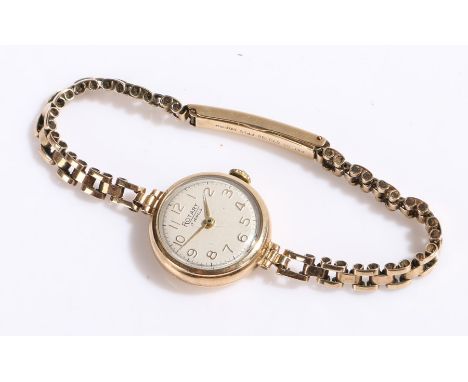 Rotary 9 carat gold ladies wristwatch, the signed white dial with Arabic markers, manual wound, the case 22.5mm diameter, on 