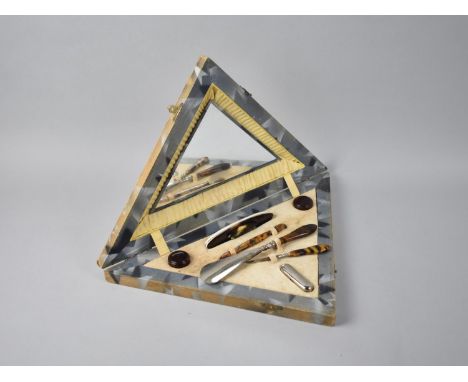 A Vintage Cased Ladies Set of Faux Tortoiseshell Manicure Tools, Silver Mounted Shoe Horn etc 