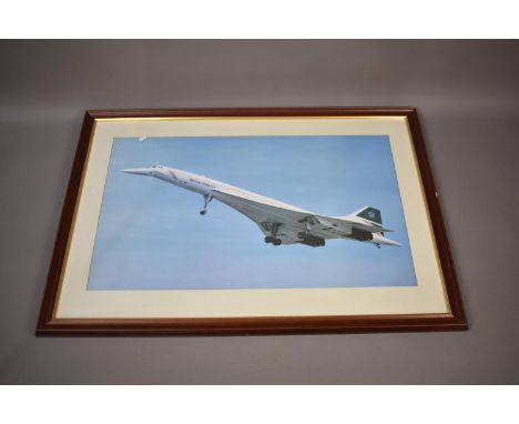 A Large Framed Print of Concorde, Frame 111cms by 77cms