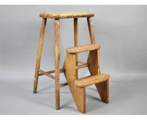 A Vintage Pine Step Stool, 63cms High 
