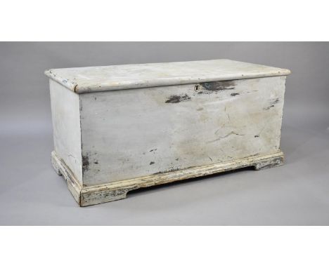 A Vintage Pine Chest with Hinged Lid on Short Bracket Feet, 94x49x44cms High 