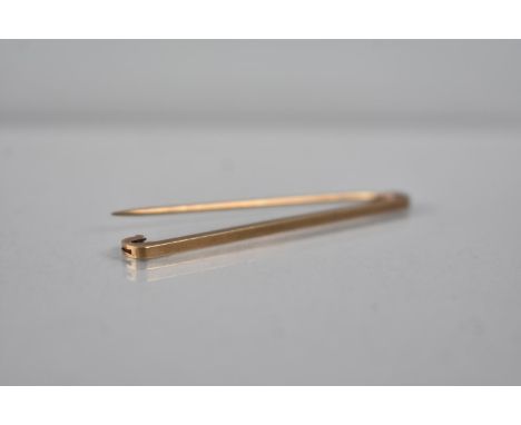 A Boxed 9ct Gold Bar Brooch/Tie Pin, 2.6gms, Fitted Blue Leather Box for TA Henn, Wolverhampton, 51mm Long 
