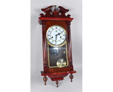 A Reproduction Vienna Style Wall Clock with Three Day Movement, Complete with Pendulum 