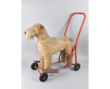A Vintage Lines Bros of Ireland Push Along Terrier Dog with Steel Frame and Rubber Tyres, Makers Label, 61cms High