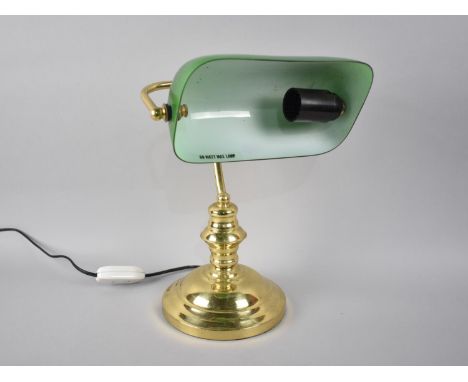 A Brass Desk Lamp with Green Glass Shade 