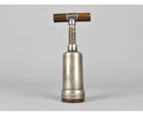 A Mid 20th Century Italian Scaroni Silver Plate and Wooden Corkscrew with Twist Action, 15cms High 