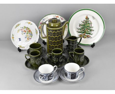 A Collection of Ceramics to Comprise Portmeirion Totem Coffee Wares, Hornsea Heirloom, Wedgwood Millennium Cups and Saucers, 