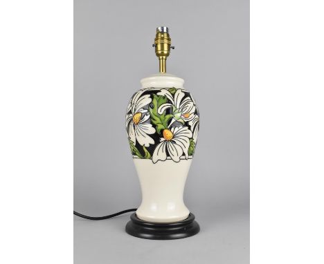 A Moorcroft Vase Table Lamp, Phoebe Summer Pattern, with Shade and Box, Ceramic Vase Measuring 27cm high 