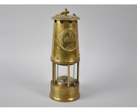 A Brass Miners Lamp by The Protector Lamp &amp; Lighting Co, Eccles Type 6, 25cms High 