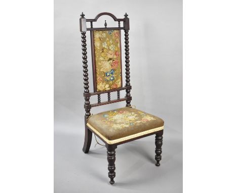A Late Victorian/Edwardian Mahogany Framed and Tapestry Upholstered Chair with Bobbin Supports 