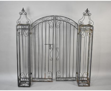 A Wrought Metal Garden Entrance Gate, The Gate&nbsp; is 40cmx121cm and the Post are 20cm in Width and Depth and 136cm Height