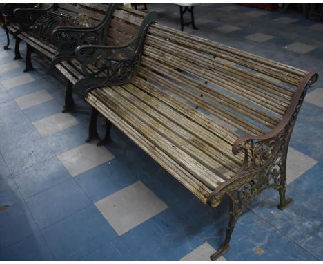 A Cast Metal Ended and Wooden Slatted Garden Bench, 124cm wide 