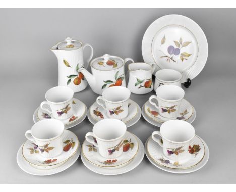 A Royal Worcester Evesham Tea Set to Comprise Six Cups, Six Saucers, Plate, Milk Jug, Sugar Bowl, Tea Pot and Hot Water Pot 